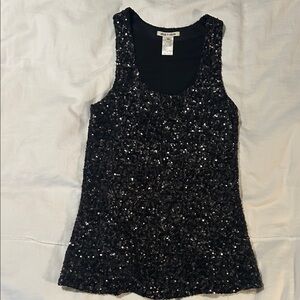 Alice + Olivia Black Sequin Tank Top